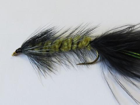 Olive and Black Woolly Bugger Trout Fly