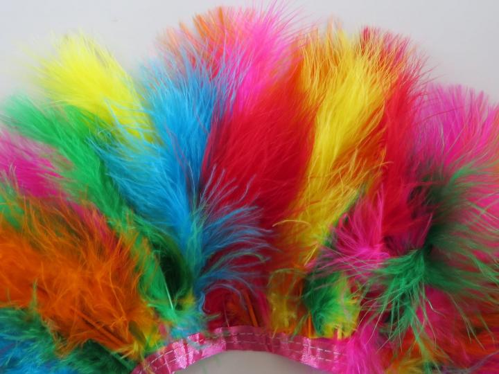 Rainbow Marabou Feathers Banded Closeup