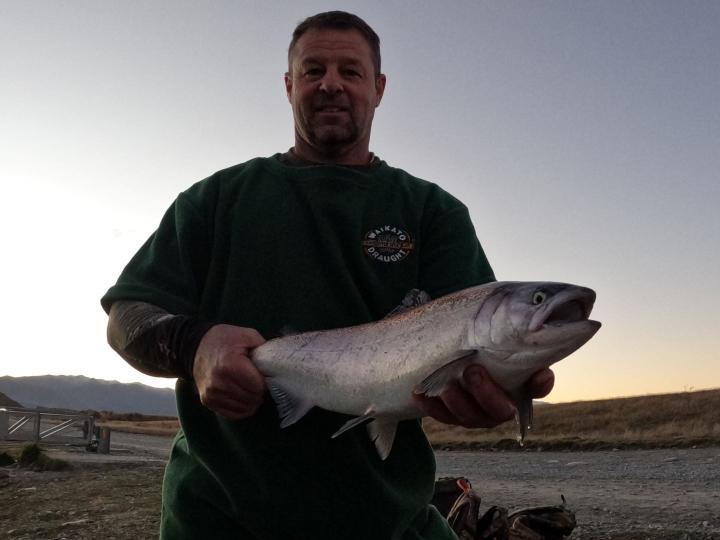 Stephen catches a salmon