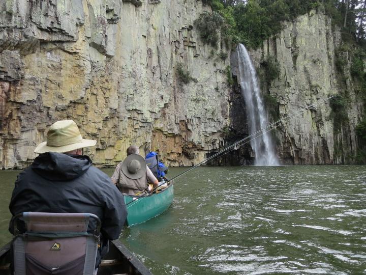 Getting towed by a water fall