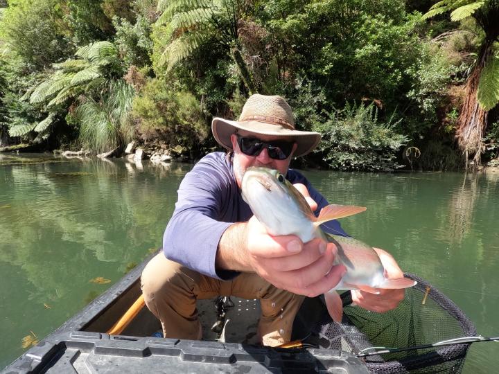 Rainbow on a March brown wee wet fly