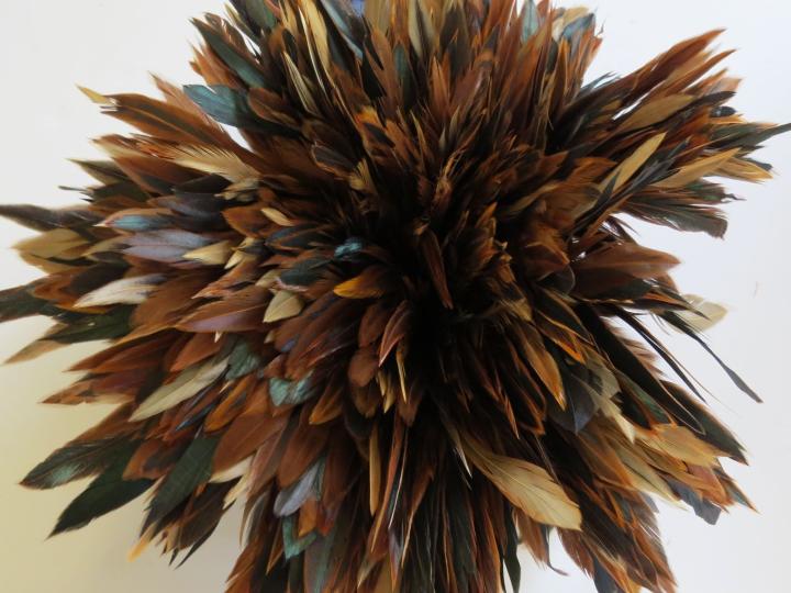 Copper and Green Strung Schlappen Feathers Longer