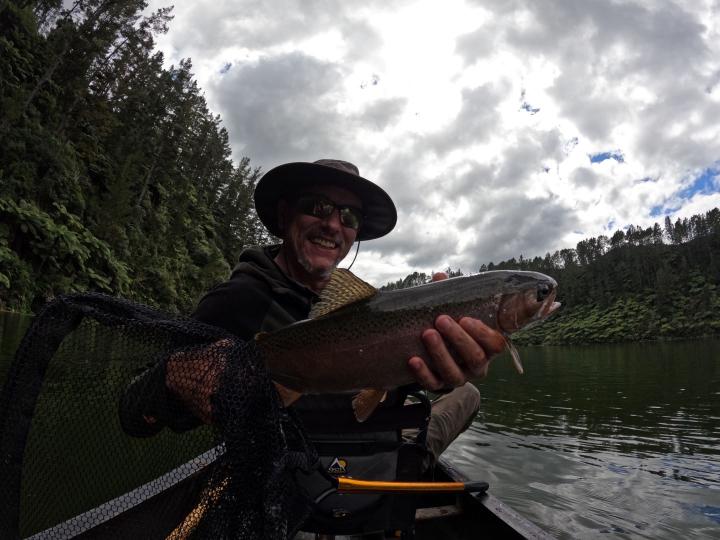 Rainbow on a bead head olive bugger