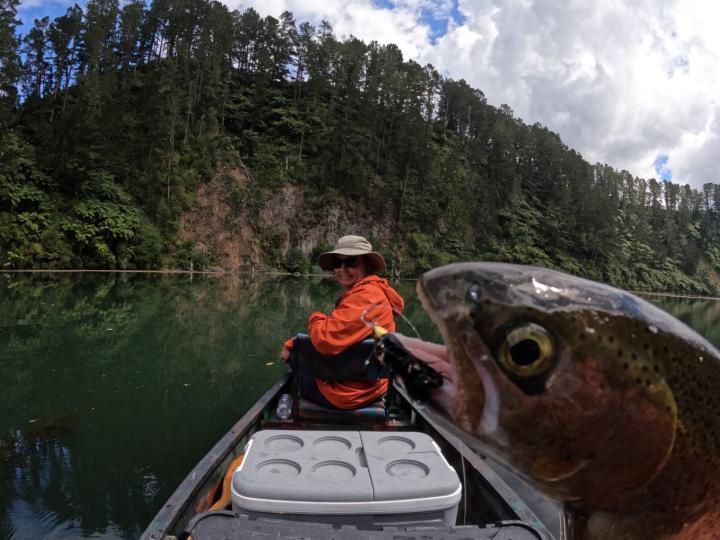 Rainbow on a cone head black woolly bugger