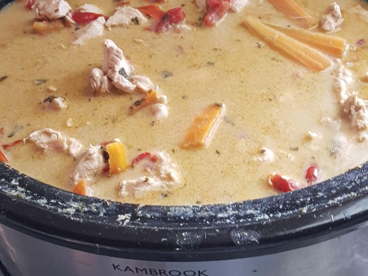 Thai green curry wit fresh peafowl and turkey