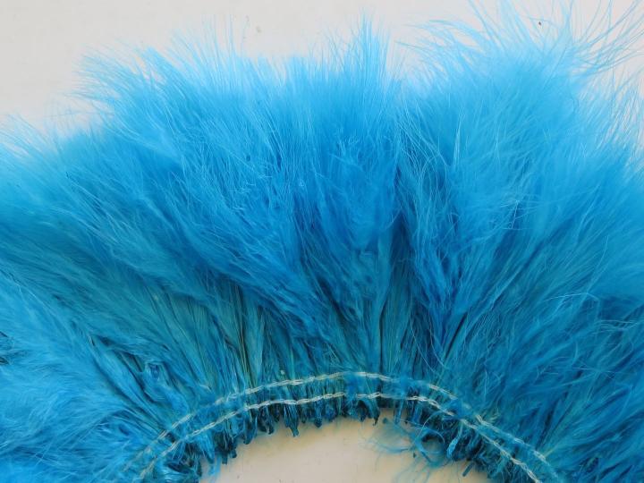 Aqua marabou strung feathers closeup