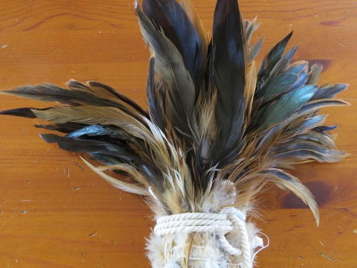 Copper and Green Strung Feathers Bulk