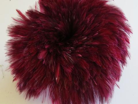 Burgundy Rooster Hackle Strung Feathers Bulk