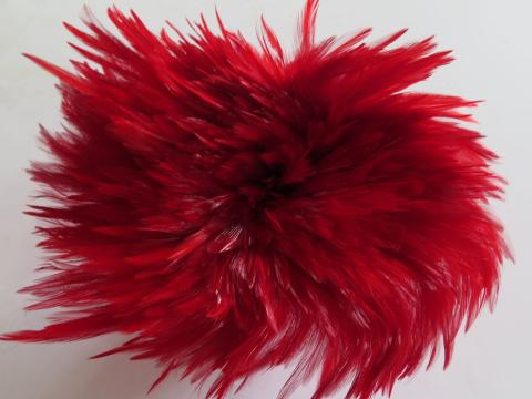 Red Saddle Strung Feathers Bulk