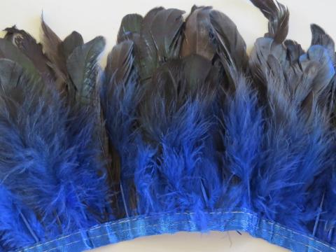Copper and Green Banded Feathers Dyed Royal Blue