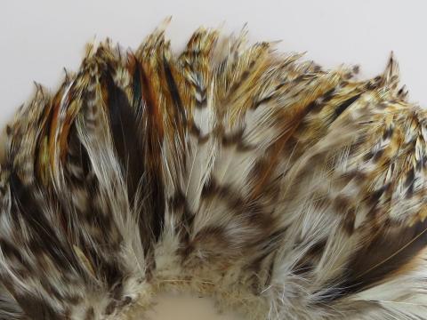 Ginger Saddle Strung Feathers Closeup