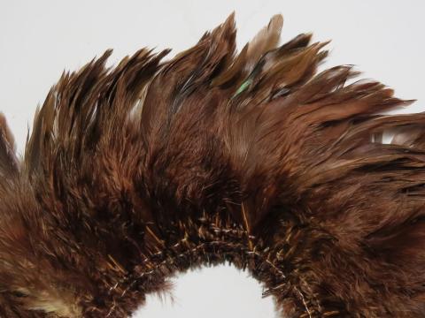 Caramel Cream Strung Feathers Dyed Rich Brown Closeup