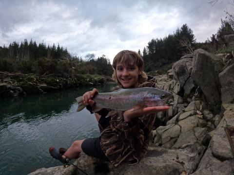 Rainbow on a soft bait