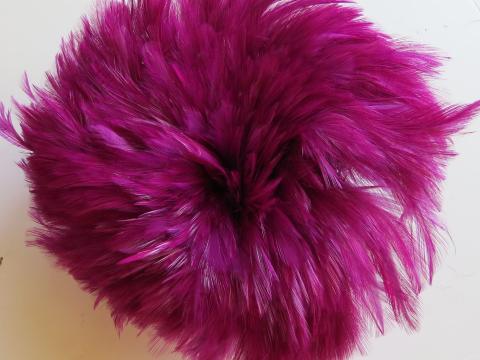 Dark Pink Strung Rooster Hackle Feathers Bulk