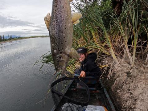 Alexi's brown trout on a spinner