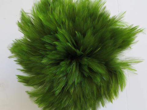 Olive rooster hackle strung feathers 