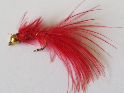 BH Blood Worm Marabou Red,Discount Trout Flies,Fly Fishing Worm Flies –