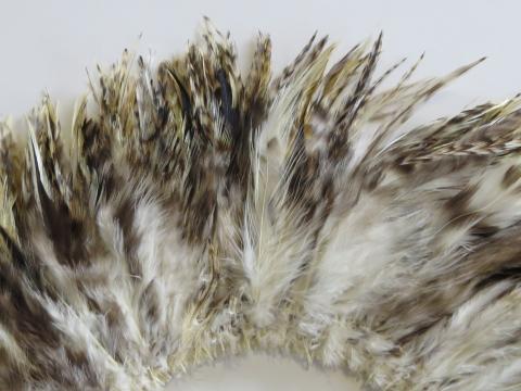 Grey Chinchilla Saddle Feathers Strung Closeup