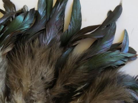 Royal Green Strung Feathers Closeup