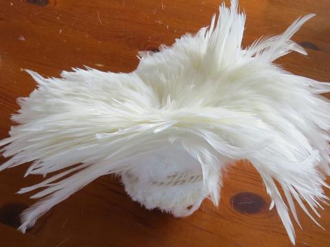 White Saddle Strung Feathers Bulk
