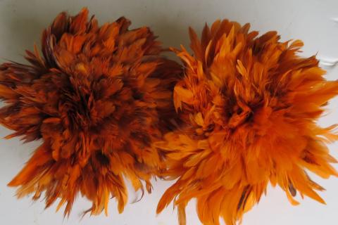 Orange caramel cream strung feathers bulk