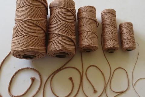 Five sizes of muka beiger cotton twist cord
