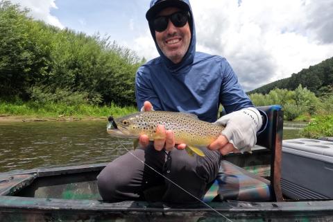 Brown on a deer hair cicada black with rubber legs